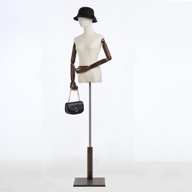 Female Mannequin Torso Dress Form, Clothing Display Model Body Stand with Head, Wooden Arms and Base for Sewing Clothing, Jewelry, Height Adjustable 47-75 Inch (Whole Body)