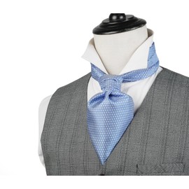 HISDERN Ascot Ties for Men Paisley Cravat Tie and Pocket Square Set Floral Mens Ascot Scarf Handkerchief Wedding Party, A-02 Blue, One Size