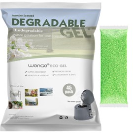 Wenge Portable Toilet Powder, 45Pack Jasmine Scent Pee Powder Solidify Body Fluids in 1 Min, Easy to Port Waste Liquid, for Camping Portable Toilet, Solidifies Urine & Diarrhea in Pet Loo