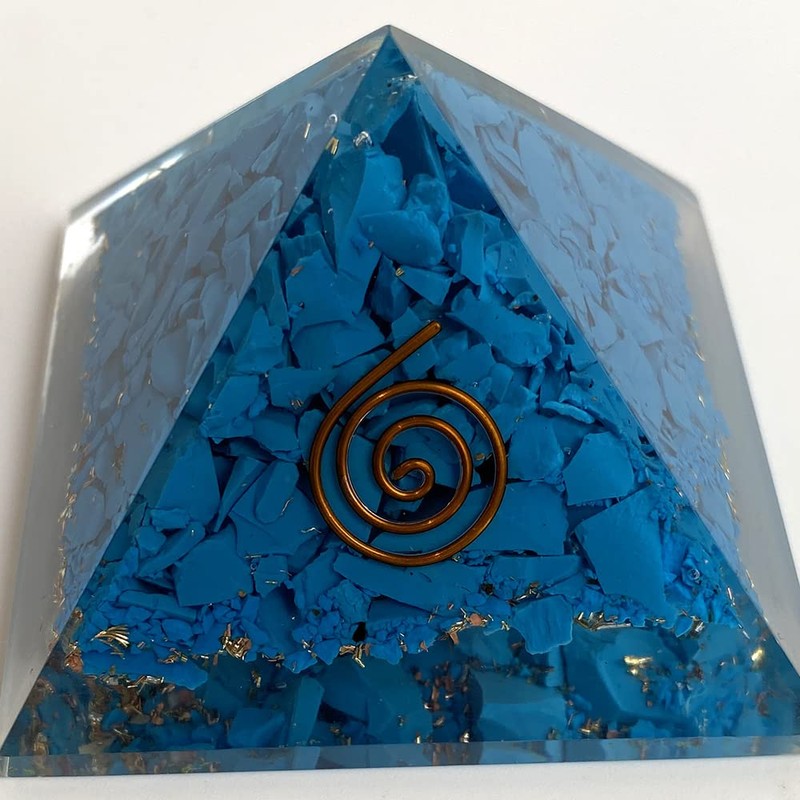 VIE Orgone Reiki Healing Pyramid, Turquoise (Stabilised), 5.5cm