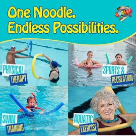 Oodles of Noodles Solid Deluxe Extra Long Pool Noodles - 3 Pack - Approx. 55 inch x 2.75 inch Durable Floating Foam Tubes - Premium Foam Noodle for Swimming, Crafts, Exercise, and Water Activities