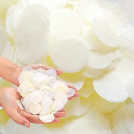 maxtachi Round Wedding Biodegradable Paper Confetti, Wedding White Confetti Birthday Confetti for Balloons, Engagement Confetti for Birthday Decoration Party Anniversary (Beige)