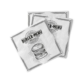 Tissue Napkins 33 x 33 cm | Premium Disposable Napkin | Absorbent | Perfect for Burgers & More | Pack of 100 | Burger Menu in Black