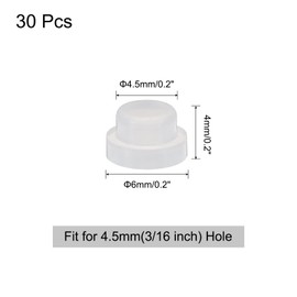 uxcell 30pcs Hole Plugs, Heat Resistant Silicone Flush Type Fastener Hole Cover Plug for 4.5mm(3/16 Inch) Hole, Round Snap Locking Tubing Plug Hole for Furniture Cabinet, White