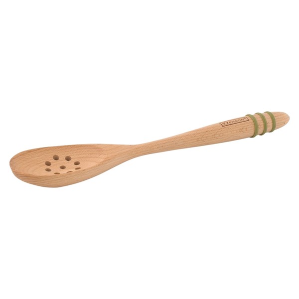 Typhoon Grip-IT Beech 30cm Slotted Spoon with Olive Grip Handle