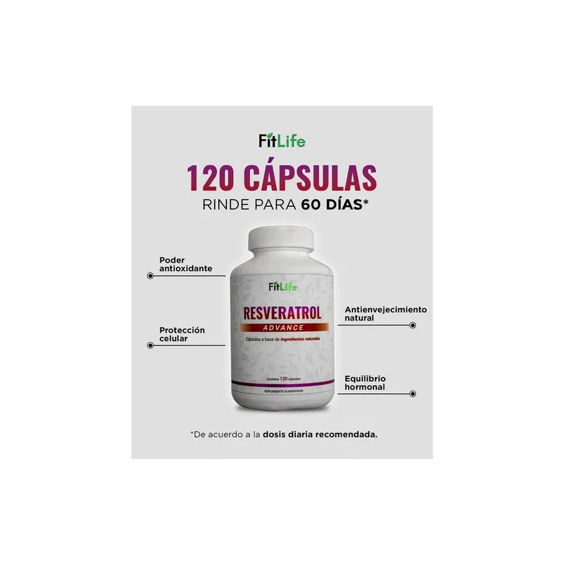 Fitlife Resveratrol 120 Caps 2 Meses Alta Concentración
