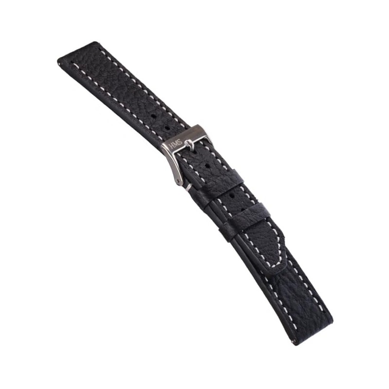[HMS] Classic Caviar Leather Watch Strap, Quick Release Replacement Band,