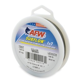 American Fishing Wire Surflon Nylon Coated 1x7 Stainless Steel Leader Wire, Bright, 100-Feet/135-Pound
