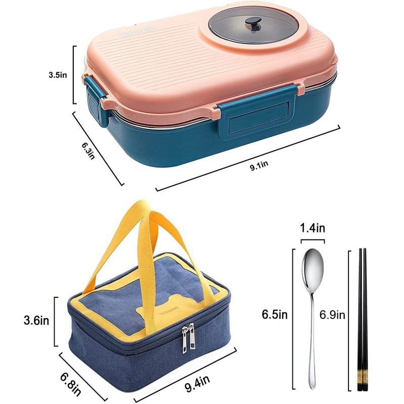 LANSKYWARE 3 Compartments Bento Lunch box with Soup Bowl, Insulated