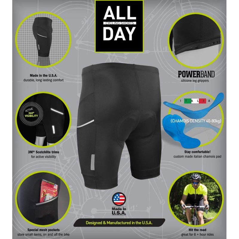 Aero Tech All Day Cycling Shorts with Reflective Side Pockets