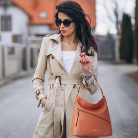 Missnine Hobo Bag for Women Vegan Leather Purses and Handbag Designer Shoulder Bag with Zipper Pockets, Brown