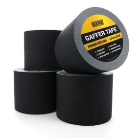 Lockport Black Gaffers Tape 4 inch x 30 Yards - 4 Pack Pro Black Gaff Tape - No Residue, Water Resistant, Non- Reflective, Easy Tear - Multipurpose Photography, Filming, Stage, Production, and More