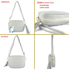 modamoda de - T240 - Small Italian Leather Shoulder Bag, White