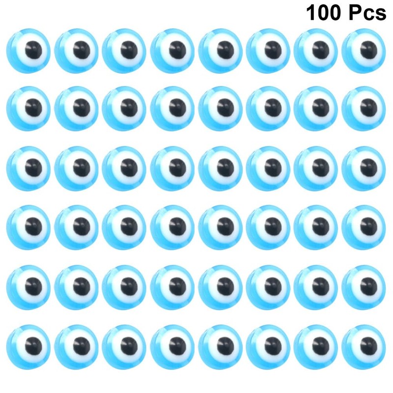 VALICLUD Pack of 100 Eyeball Beads Turkish Eye Light Blue