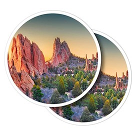 Vinyl Round Stickers (Set of 2) 10cm - Garden of the Gods Colorado Springs USA for Laptops, Tablets, Luggage, Scrap Booking, Fridges #50997