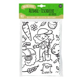 Paper Tablecloth for Colouring, Farm Motif, Paintable Tablecloth with Animals, Decorative Children's Birthday, Colouring Girls, Colouring Boys Mal Me Colourful