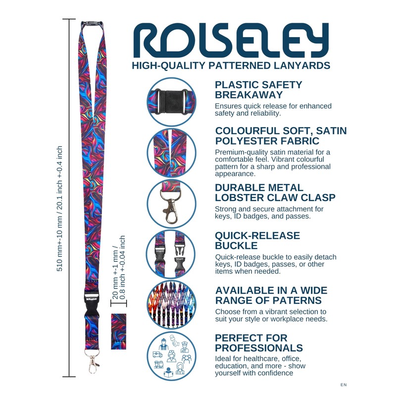 ROLSELEY Lanyard Neck Strap 20 Pink Dog Breeds Pattern with