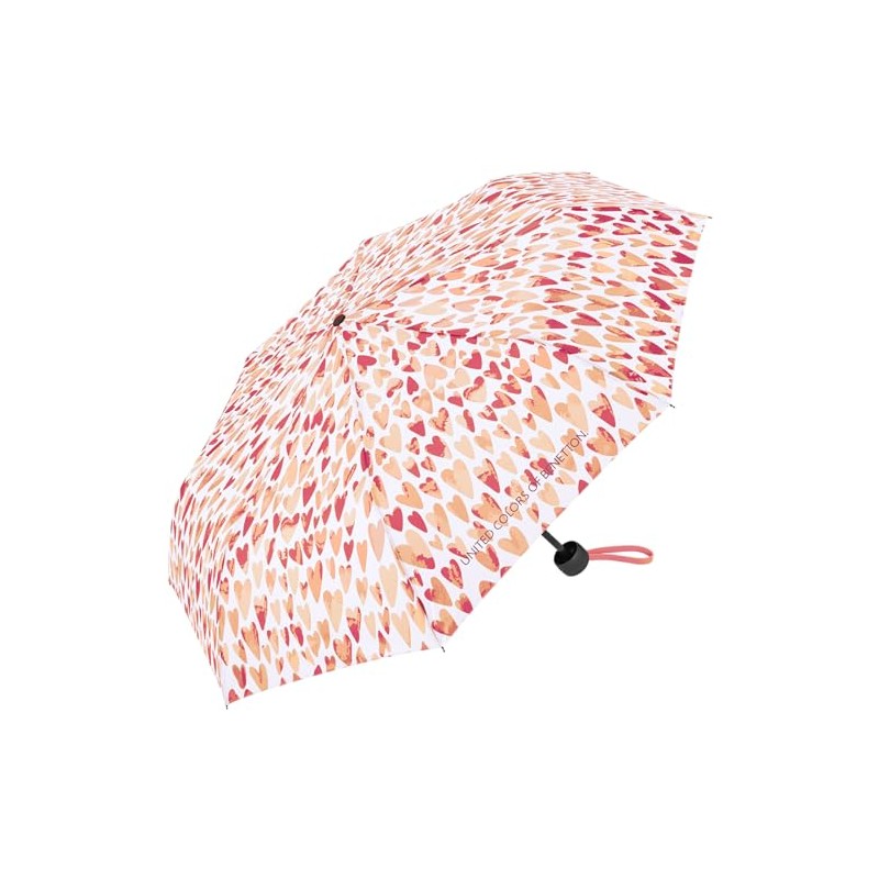 Benetton Pocket Umbrella Super Mini Dots, Hearts Pink, 95 cm