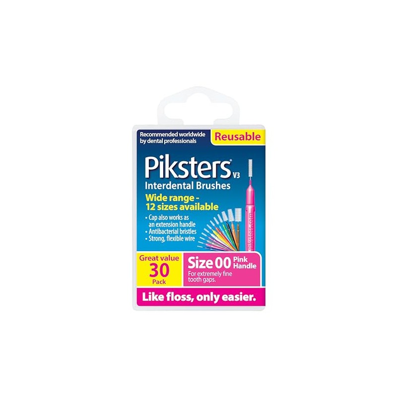 Piksters Interdental Brushes 30 pk, Size 00, for Extremely Tight