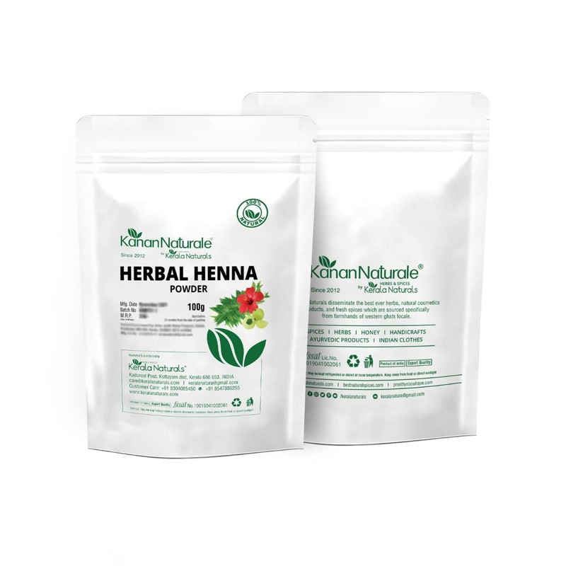 Kerala Naturals Herbal Henna Powder 100g - enriched with 12