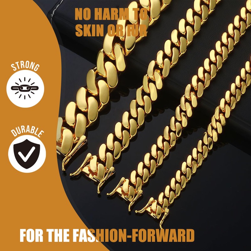 LuxLife 10mm Gold Plated Stainless Steel Cuban Link Chain Necklace