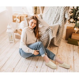 KuaiLu Womens Clog Slippers Cozy Suede Warm Plush Lined Arch Support Faux Fur House Ladies Bedroom Slippers Comfy Orthopedic Memory Foam Plantar Fasciitis Home Indoor Outdoor Shoes Beige US7