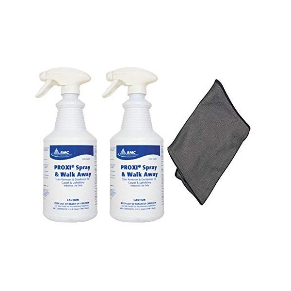 RMC Proxi Spray & Walk Away Spot Removal (2-pack) Stain Remover Deodorizer Carpet Cleaner and Upholstery + Large 16 x 16 Microfiber Cleaning Cloth - RCMPC11849315 - 24oz