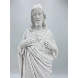 White Statues of The Sacred Heart of Jesus Made in Italy/Imagenes Blancas Sagrado Corazon de Jesus Hecha en Italia 16"