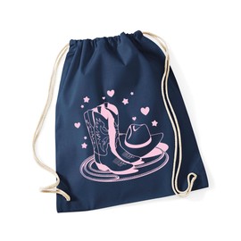 Hippowarehouse Cowgirl hat and boots Drawstring Cotton School Gym Bag 37cm x 46cm, 12 litres
