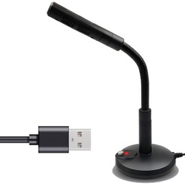 PC Microphone USB Condenser Desktop PC with Sponge Flexible 360 Degree Rotation Mute Function Remote Telework Online Meeting