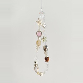 Beaded Camera Wrist Strap Cute Pearl Digital Camera Charm Lanyard, Phone Wristlet Charms, Beaded Camera Chain for Phone, Bag, Keychain Accessories (White Shell)