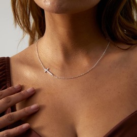 LEXODY Cross Necklace for Women 14K Gold/Silver Chain Necklace Dainty Cross Necklace Sliver Necklace Cross Pendant Necklace Simple Cute Necklaces for Women Tiny Necklace for Women