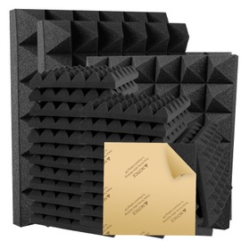 36 Pack Pyramid Acoustic Panels 12" X 12" X 2" Sound Proof Foam Panels with Self-Adhesive Acoustic Foam Panels of High Density Fast Expand Studio Soundproof Wall Panels-Black