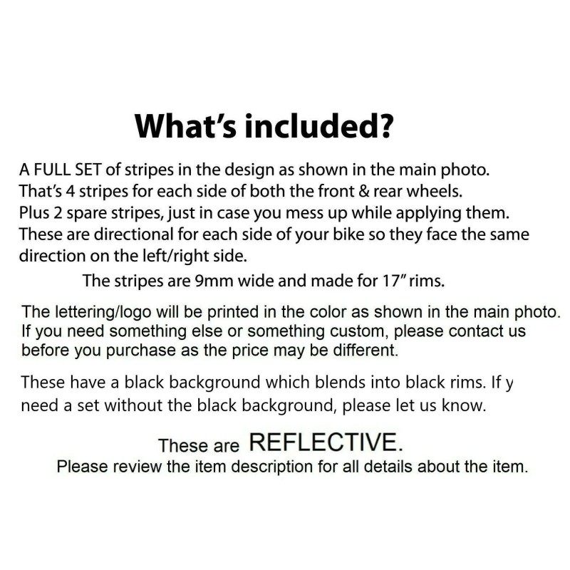 CGD Graphics REFLECTIVE WHITE BLACK GP RIM STRIPES WHEEL DECALS