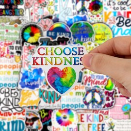 Sayglossy 500 Pcs Kindness Stickers Bulk Vinyl Be Kind Stickers Water Bottle Waterproof Physical Therapy Stickers Motivational Encouraging Decals for Teens Adults Teacher