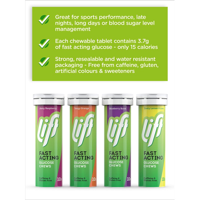 Lift | Fast-Acting Glucose Chewable Energy Tablets | Blueberry |