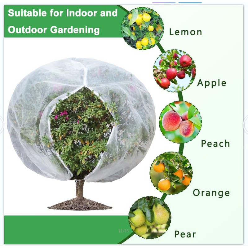 4 Pack Fruit Tree Netting with Zipper & Drawstring, Ultra