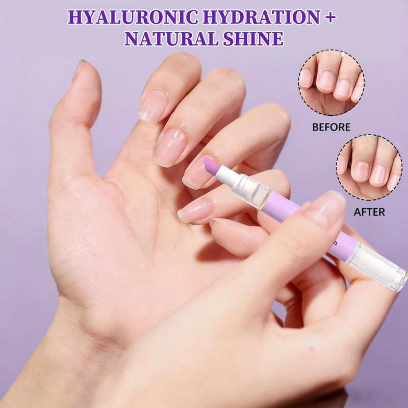 Cuticle Oil Pusher Pen, 2-in-1 Nail Cuticle Applicator, Moisturizing Formula