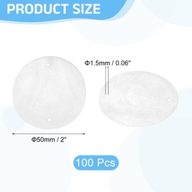 sourcing map 100Pcs 50mm Round Capiz Sea Shells, Round Natural Capiz Shells Discs Charm with Hole for Seashell Wind Chimes Curtain Home Decoration, White