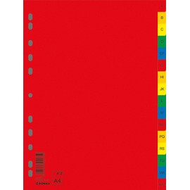 DONAU 7726095PL-99 A-Z Plastic Index Dividers Eco PP DIN A4 230 x 297 mm 16 Pieces / Plastic Index Ring Binder Dividers / 11 Holes / for Folder Organisation in the Office /
