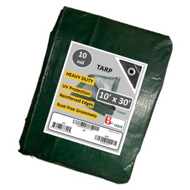 B-USA Tarp Cover-10x30 feet, Dark Green,10 mil.Tarpaulin Canopy Tent, Boat, RV, Truck,Pool Cover, Long Life Cover, Heavy duty7995