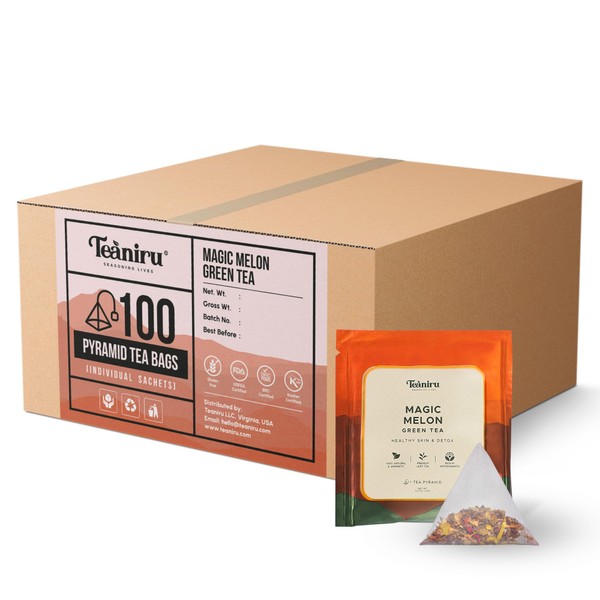 Teaniru, Magic Melon Green Tea, 100 Pyramid Tea Bags, Individual