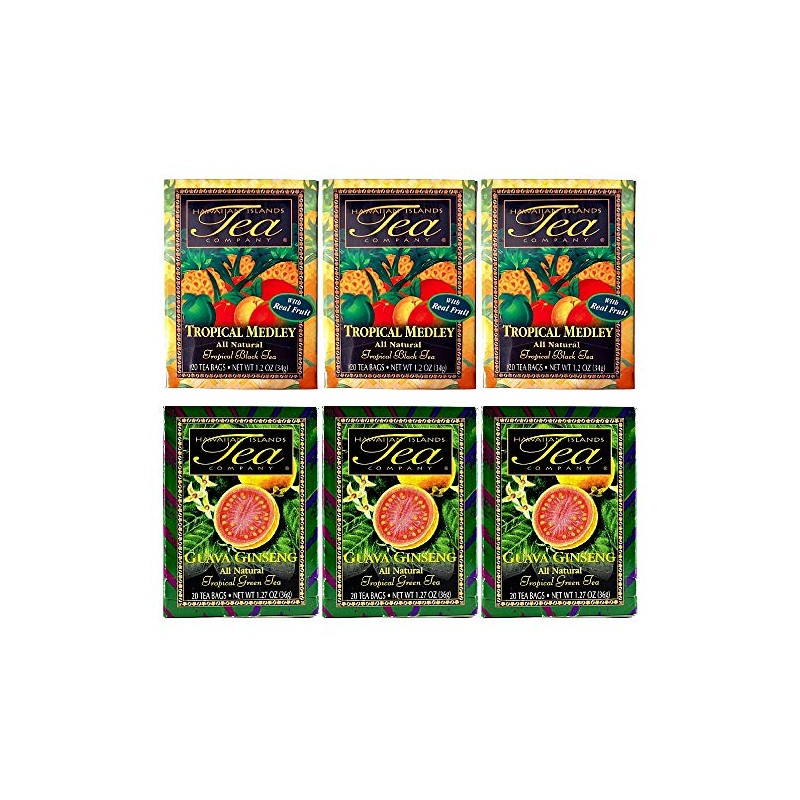Hawaiian Islands Tea, Tropical Medley and Guava Flavors Combo Bundle