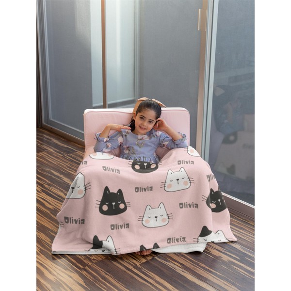 Infinite Pack Pink Cat Blanket for Kids,Cute Kitten Print Blanket