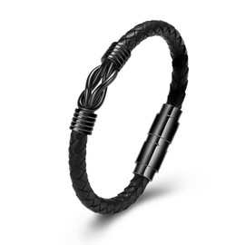 Minicremation Cremation Jewelry Urn Bracelet for Ashes Stainless Steel Braided Ashes Leather Bracelets for Men Women Memorial Keepsake Bangle Bracelet for Human Pet