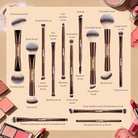 MAANGE Juego de 13 brochas de maquillaje de base con bolsa, brochas de maquillaje, brochas de maquillaje multifuncionales de doble extremo, herramient