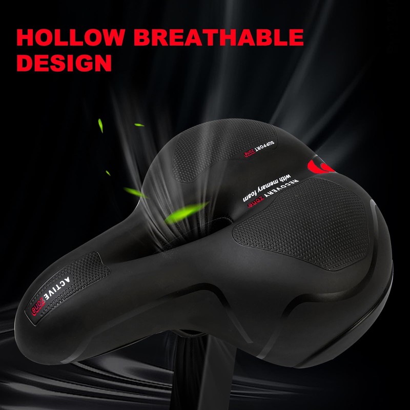 OSIGEI Bicycle Saddle, Gel Bicycle Seat, Wide, Soft, Comfortable, Breathable,
