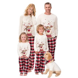 SAMGU Family Christmas Pyjamas Set Matching Long Sleeve Sleepwear Parent-Child Nightwear for Man Women Girl Boy Baby