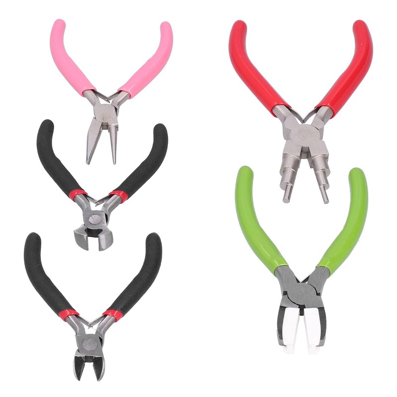 5 Piece Diagonal Curved Pliers Set Mini Tools Wire Wrapping