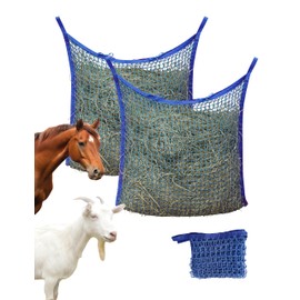 Harrison Howard Square Opening Slow Feed Hay Nets for Horses Large Capacity Horse Feed Bag Reduce Hay Waste Promote Healthy Digestion Blue 35 * 31''